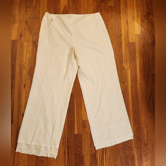 Talbots White Linen Sailor Trousers Fully Lined Wide Leg Size 16 Pristine Cond - Picture 8 of 11
